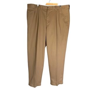 Oak Hall Men's Dress Pants 46x30 Pleated
Front Classic Fit Khaki Cotton Stretch